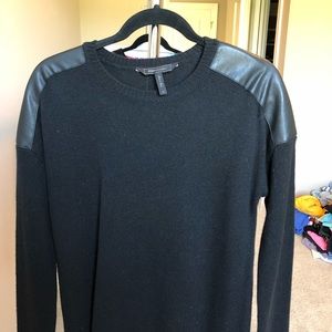 BCBG Maxzeria wool sweater with leather shoulders